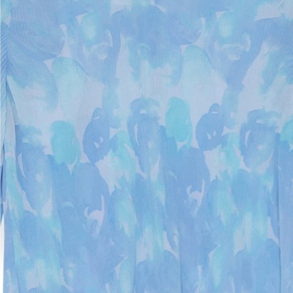 Ganni Pleated Watercolour-Print Georgette Blouse Size 6 - Picture 3 of 6